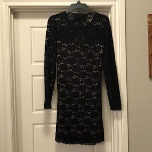 Express black lace backless dress